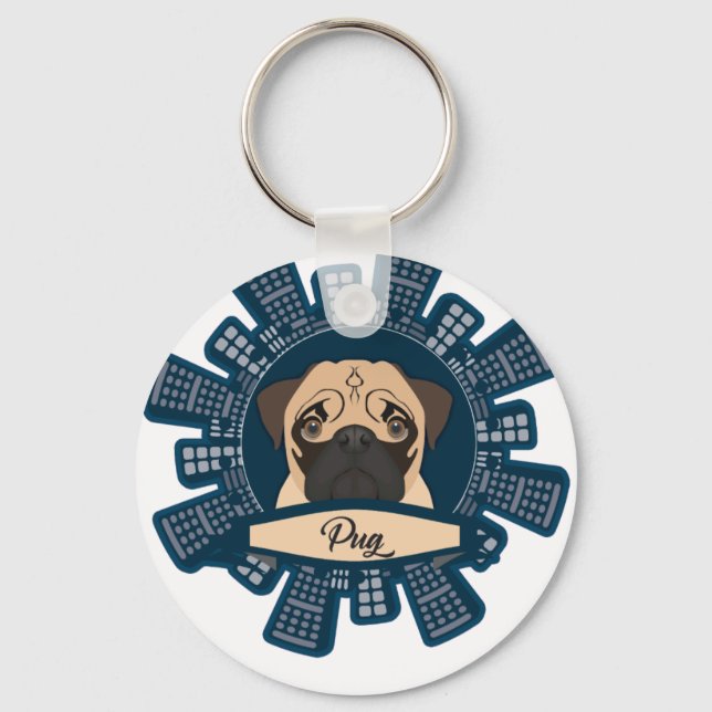 Chaveiro pug na cidade (Frente)