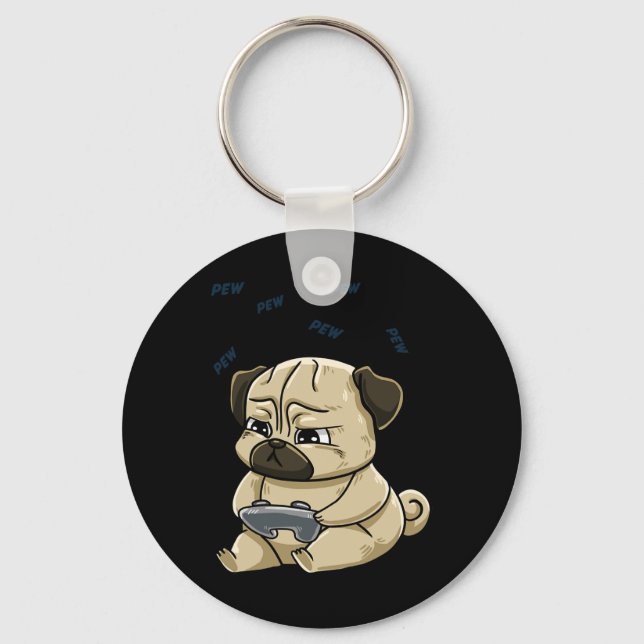 Chaveiro Pug Pew Gamepad Cute Hob (Frente)
