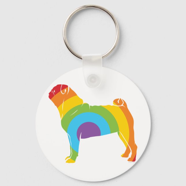 Chaveiro Pug Rainbow Connection! (Frente)