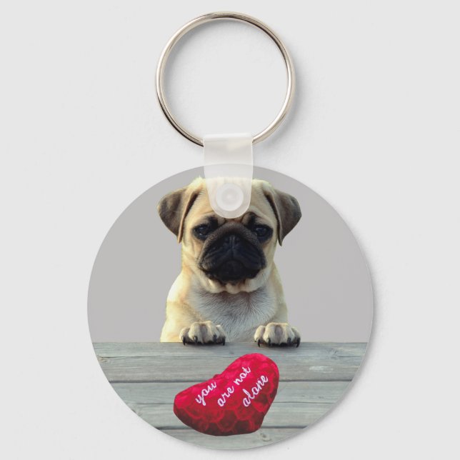 Chaveiro Pug Wishing Feliz dia de os namorados Keychains (Frente)