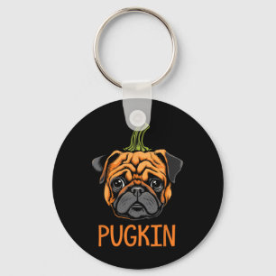 Chaveiro Pugkin Pug Halloween Pumpkin Homens de Ação de Gra