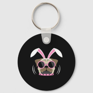 Chaveiro Pugs Bunny Feliz Páscoa Puggy Coelho Pug Pet Cão L