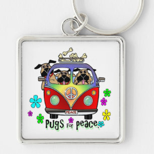 Chaveiro Pugs para a corrente chave da paz