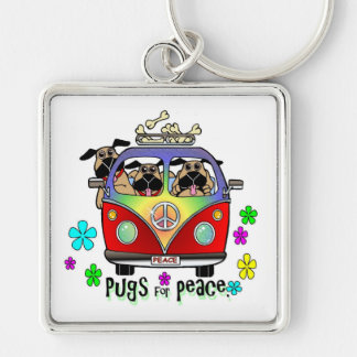 Chaveiro Pugs para a corrente chave da paz