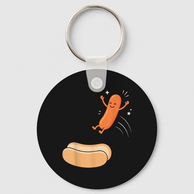 Chaveiro Pulo do Cachorro-Quente Salsicha Divertida pula no (Frente)