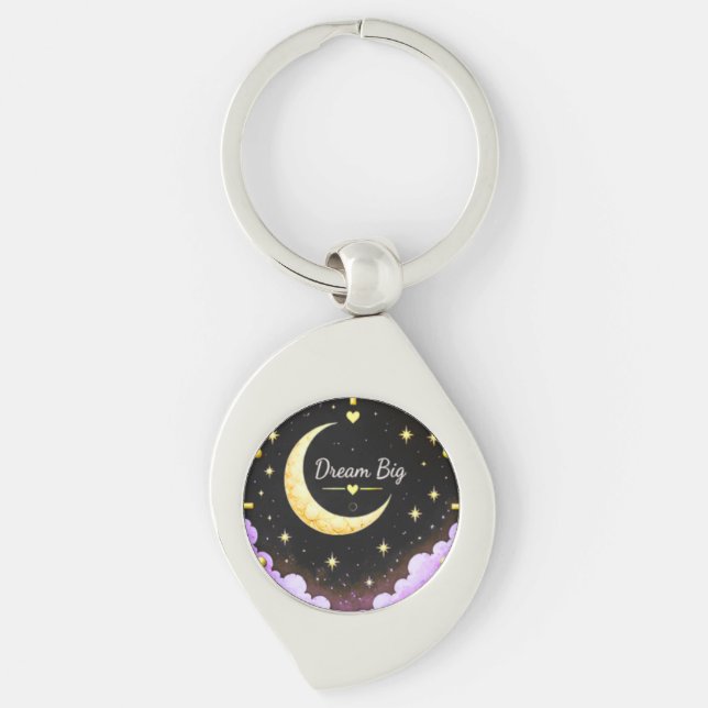 Chaveiro Pulse Grande Lua e Estrelas Pingente Inspirador (Frente)