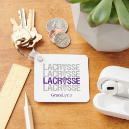 Chaveiro Pulseira com a palavra Lacrosse em roxo desgastado