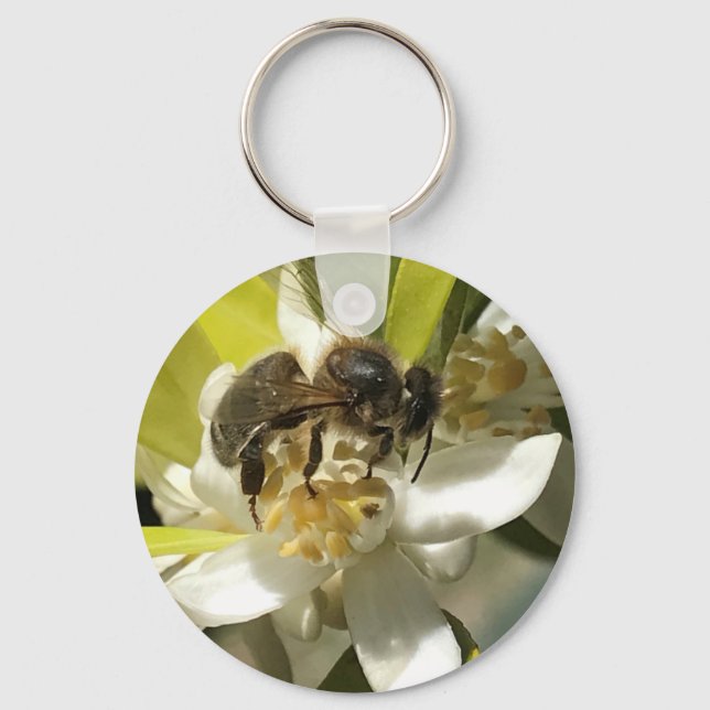 Chaveiro Pulseira com Abelha em Flor de Laranjeira (Frente)