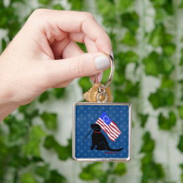 Chaveiro Pulseira com Bandeira Americana Labrador Preto Pat