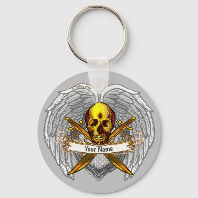 Chaveiro Pulseira com Caveira de Guerreiro Gótico (Frente)