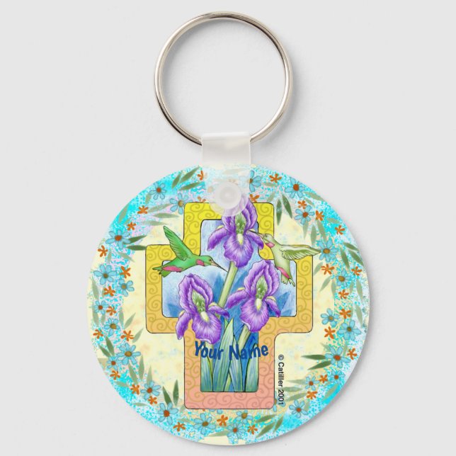 Chaveiro Pulseira com Cruz Cristã Iris (Frente)