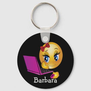 Chaveiro Pulseira com Emoji de Menina do Laptop