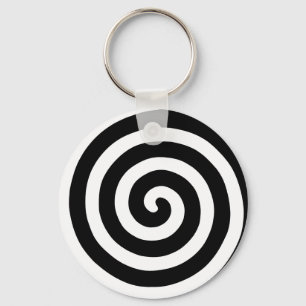 Chaveiro Pulseira com Espiral Concêntrica em Preto e Branco