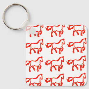 Chaveiro Pulseira com Estampa de Cavalo Vermelho – Zodíaco