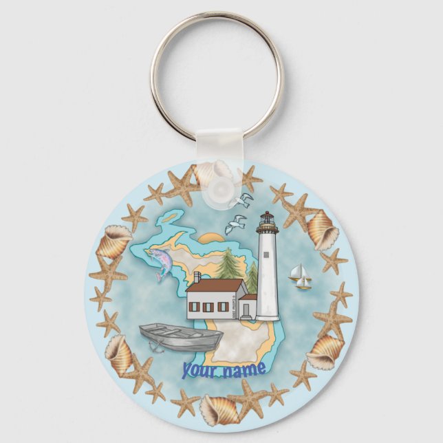 Chaveiro Pulseira com Farol de Michigan Shells (Frente)