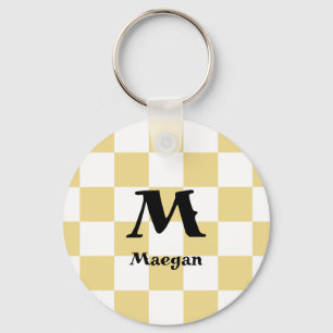 Chaveiro Pulseira com Fundo de Padrão Xadrez Laranja