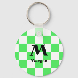 Chaveiro Pulseira com Fundo de Padrão Xadrez Verde