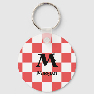 Chaveiro Pulseira com Fundo de Padrão Xadrez Vermelho