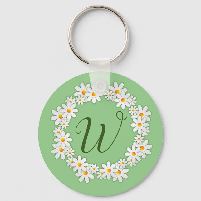 Chaveiro Pulseira com Monograma de Margarida Verde   (Frente)
