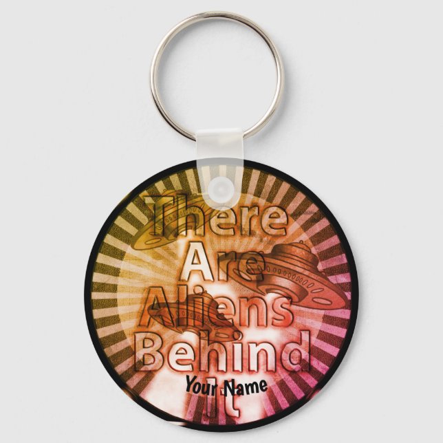 Chaveiro Pulseira com nome personalizado Aliens behind It (Frente)