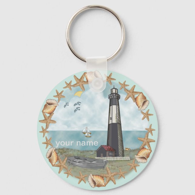 Chaveiro pulseira com pingente do Farol Georgia Shells  (Frente)