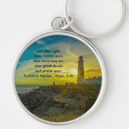 Chaveiro Pulseira com Versículo Bíblico Farol e Pôr do Sol