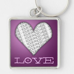 Chaveiro Pulseira Coração Roxo Sua Foto Aqui
