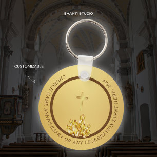 Chaveiro Pulseira Cristã Religiosa Dourada Marrom