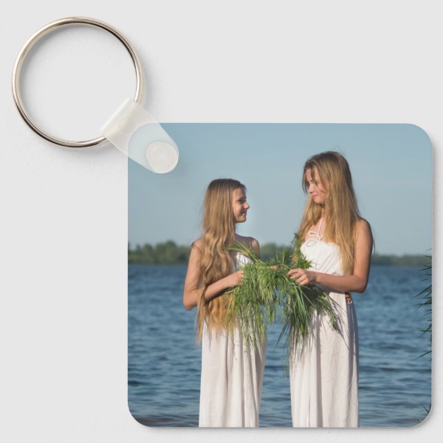 Chaveiro Pulseira de alumínio personalizada com duas fotos  (Frente)