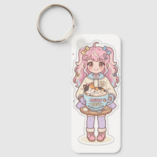 Chaveiro Pulseira de Anime Menina Chibi Kawaii Neko Cafe