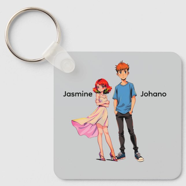 Chaveiro Pulseira de Anime Personalizada Quadrada -  (Frente)