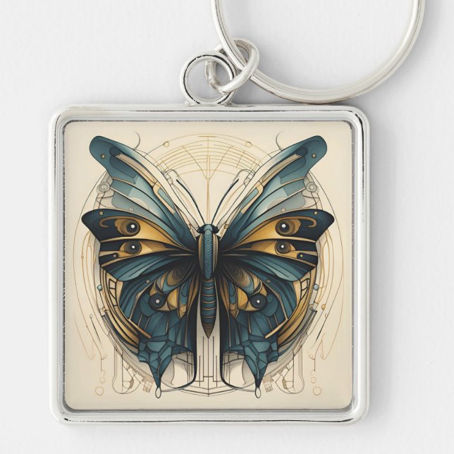Chaveiro Pulseira de Borboleta Art Déco (Frente)