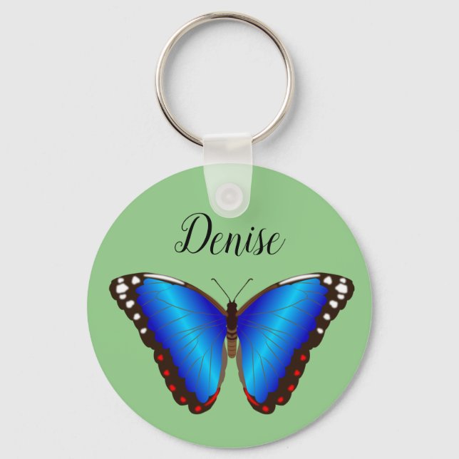 Chaveiro Pulseira de Borboleta Azul Personalizada (Frente)