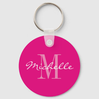 Chaveiro Pulseira de botão de monograma neon rosa personali