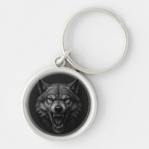Chaveiro Pulseira de cabeça de lobo 3D em estilo medalhão d