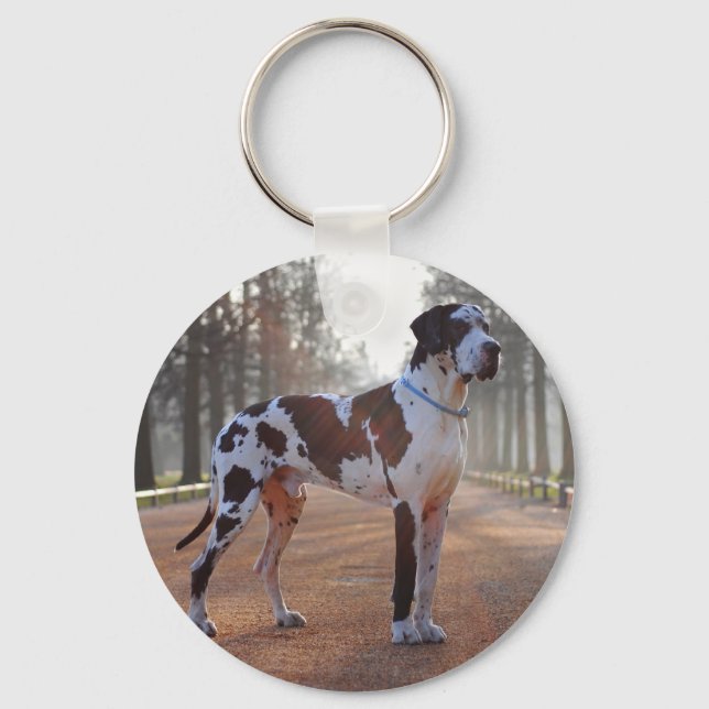 Chaveiro Pulseira de cachorro Grande Dinamarquês com 2 foto (Frente)