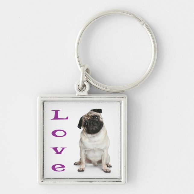 Chaveiro Pulseira de Cachorro Pug Fofinho (Frente)