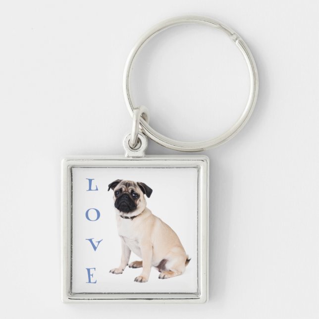 Chaveiro Pulseira de Cachorro Pug Fofinho (Frente)