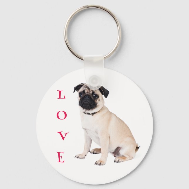 Chaveiro Pulseira de Cachorro Pug Fofinho (Frente)