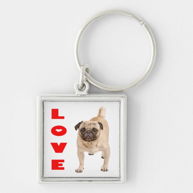 Chaveiro Pulseira de Cachorro Pug Fofinho (Frente)