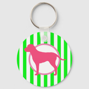 Chaveiro Pulseira de Cachorro Rosa Listrado
