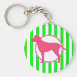 Chaveiro Pulseira de Cachorro Rosa Listrado