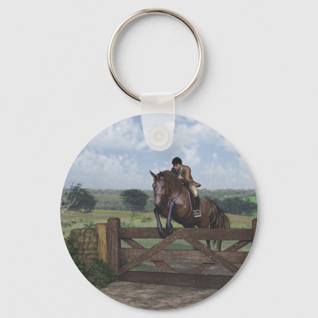Chaveiro Pulseira de Cavalos de Saltos Cross Country (Frente)