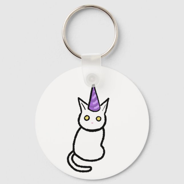 Chaveiro Pulseira de Celebração do Gato Branco (Frente)