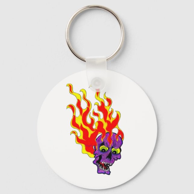 Chaveiro Pulseira de chave com caveira flamejante estilo ta (Frente)
