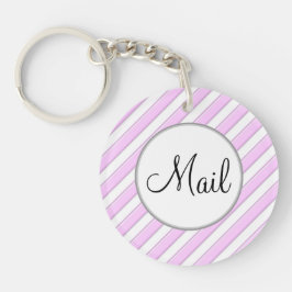 Chaveiro Pulseira de chave com listras rosa e branco para a