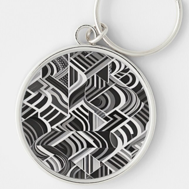 Chaveiro pulseira de chave com padrão abstrato escuro (Frente)