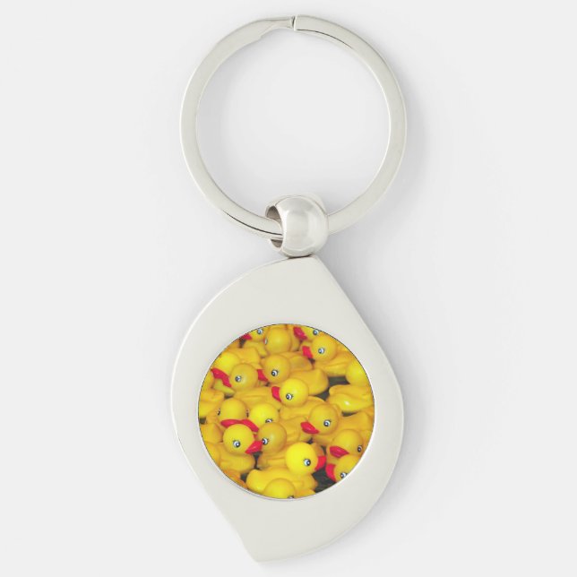 Chaveiro Pulseira de chave com patinhos de borracha amarelo (Frente)