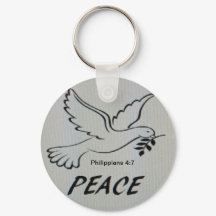 Pulseira de chave com pombo da paz e escritura