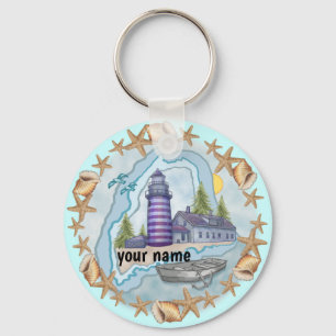 Chaveiro Pulseira de chave do farol de Maine Shells